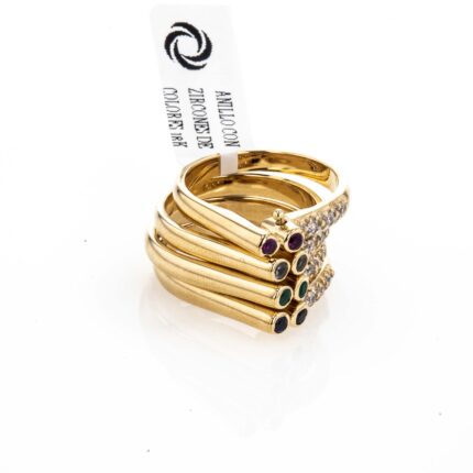 ANILLO CON ZIRCONES DE COLORES 18K