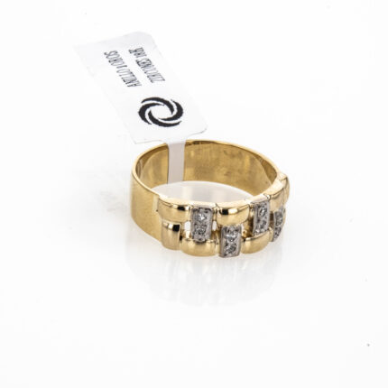 ANILLO 2 OROS ZIRCONES 18K