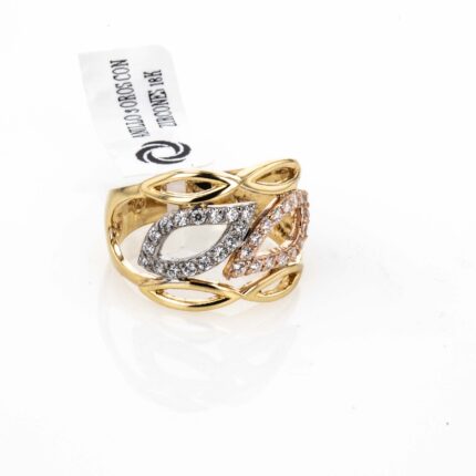 ANILLO 3 OROS CON ZIRCONES 18K