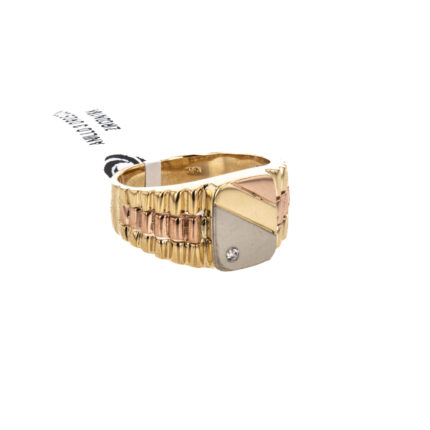 ANILLO 3 OROS CON ZIRCON 18K