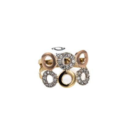 ANILLO 3 OROS CON ZIRCONES 18K