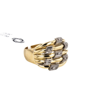 ANILLO 2 OROS CON ZIRCONES 18K