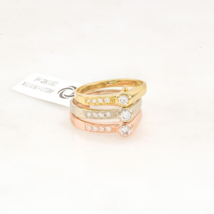ANILLO 3 OROS CON ZIRCONES 18K