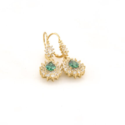 ARETES ZARCILLO CON ZIRCON VERDE 18K