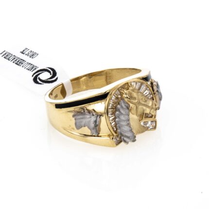 ANILLO HERRADURA 2 OROS CON ZIRCONES TK