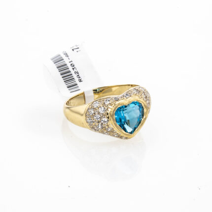 ANILLO CORAZON ZIRCON AZUL 18K
