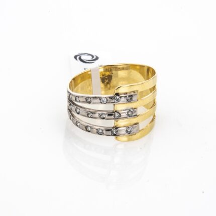 ANILLO 2 OROS CON ZIRCONES 18K