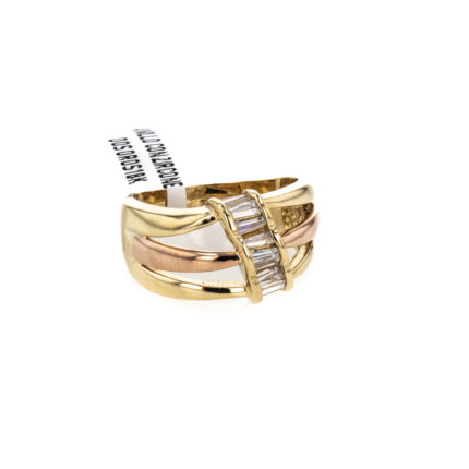 ANILLO CON ZIRCONES DOS OROS 18K