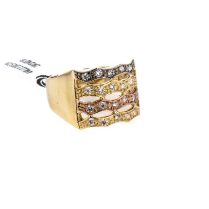 ANILLO 3 OROS CON ZIRCONES 18K