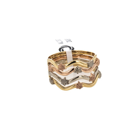 ANILLO 3 OROS CON CORAZONES 18K