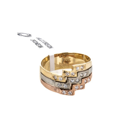 ANILLO 3 OROS CON ZIRCONES 18K