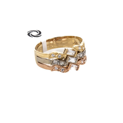 ANILLO 3 OROS CON ZIRCONES 18K