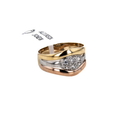 ANILLO 3 OROS CON ZIRCONES 18K