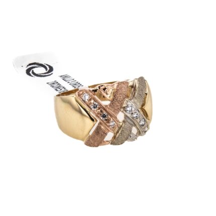 ANILLO 3 OROS CON ZIRCONES 18K
