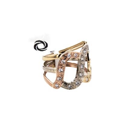 ANILLO 3 OROS CON ZIRCONES 18K