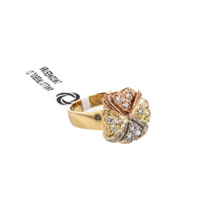 ANILLO TREBOL CON ZIRCONES 18K