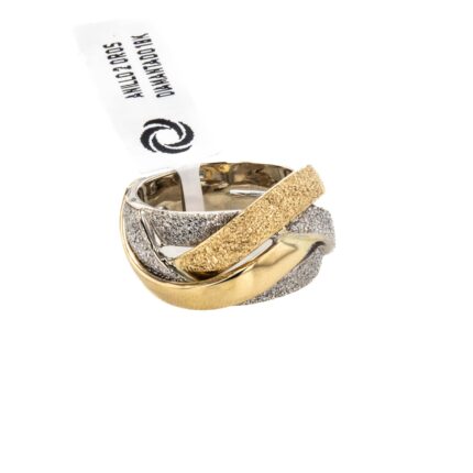 ANILLO 2 OROS DIAMANTADO 18K