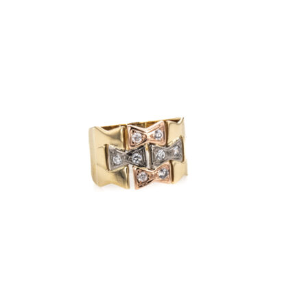 ANILLO 3 OROS CON ZIRCONES 18K