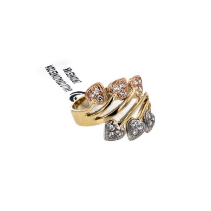 ANILLO CORAZONES CON ZIRCONES 18K