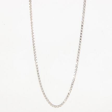 CADENA TEJIDO CAJA ORO BLANCO 18K