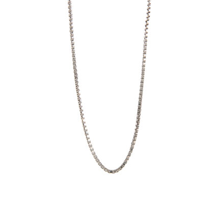CADENA TEJIDO CAJA ORO BLANCO 18K