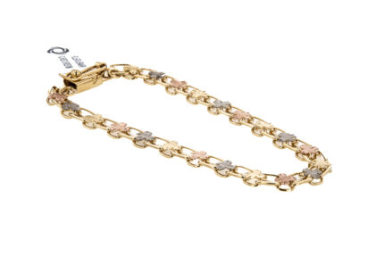PULSERA BISMARK FLORES 3 OROS 18K