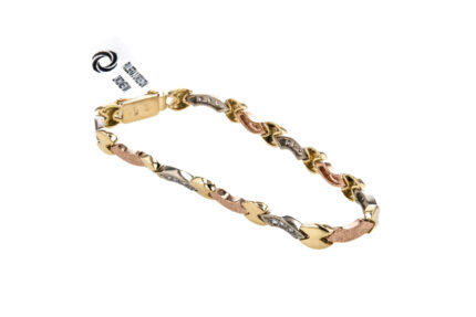 PULSERA 3 OROS CON ZIRCONES 18K
