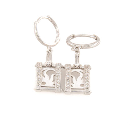 ARETES ORO BLANCO CON ZIRCONES 18K