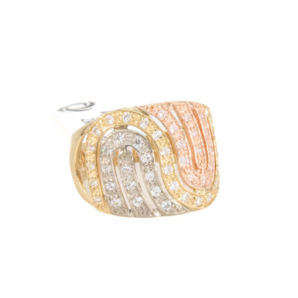 ANILLO 3 OROS CON ZIRCONES 18K