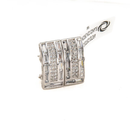 ARETES CORTOS ORO BLANCO CON ZIRCONES 18K