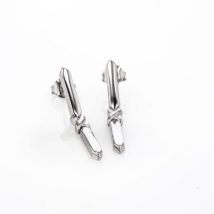 ARETES TOPOS ORO BLANCO 18K