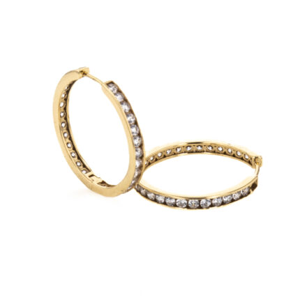 ARETES ARGOLLAS CON ZIRCONES 18K