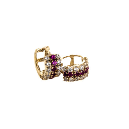 ARETES ARGOLLAS CON ZIRCONES 18K