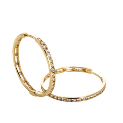 ARETES ARGOLLAS CON ZIRCONES 18K