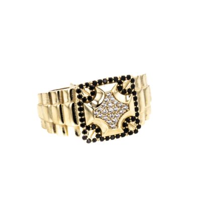 ANILLO CRUZ CON ZIRCONES NEGRO TK