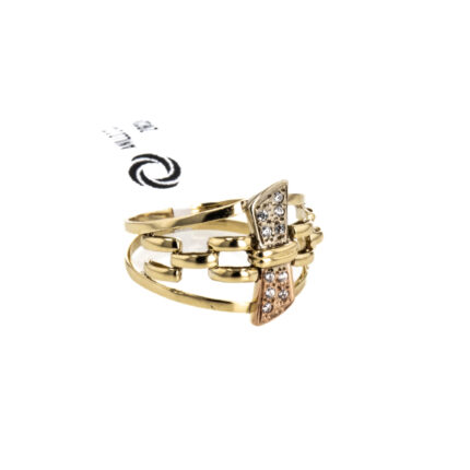 ANILLO 2 COLORES CON ZIRCONES 18K
