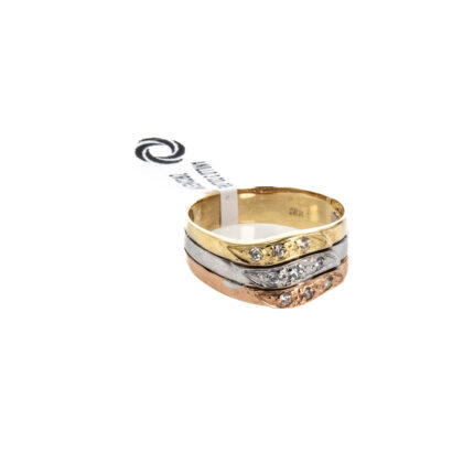 ANILLO 3 COLORES CON ZIRCONES 18K