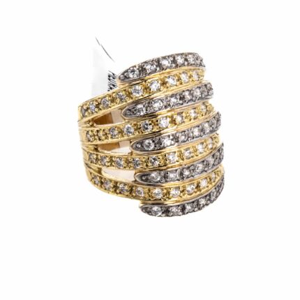 ANILLO 2 COLORES CON PIEDRAS 18K