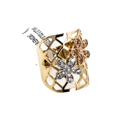 ANILLO 3 COLORES CON ZIRCONES 18K
