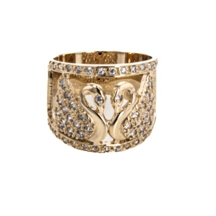 ANILLO CISNES CON ZIRCONES 18K