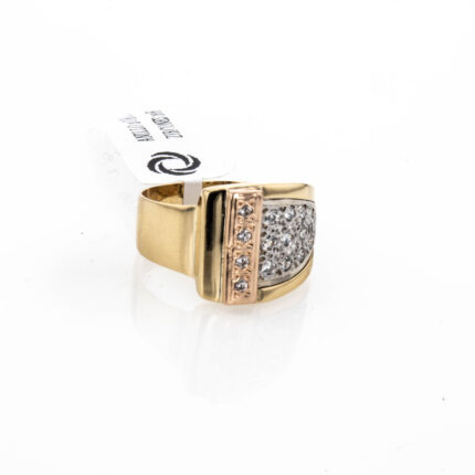 ANILLO 2 OROS ZIRCONES 18K