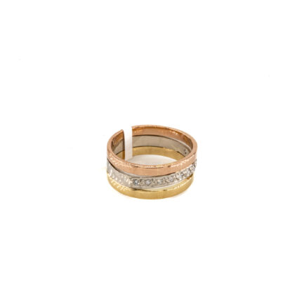 ANILLO 3 COLORES CON ZIRCONES 18K