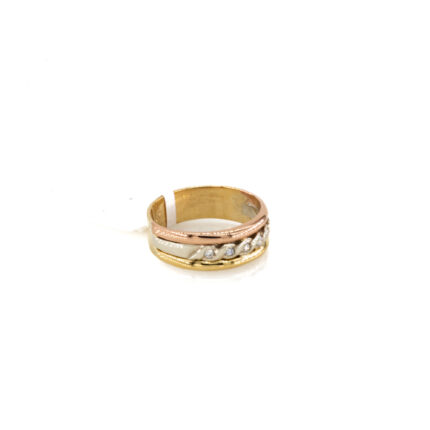 ANILLO 3 COLORES CON ZIRCONES 18K