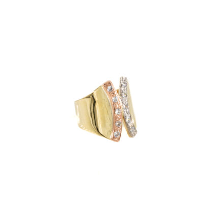 ANILLO 3 COLORES CON ZIRCONES 18K