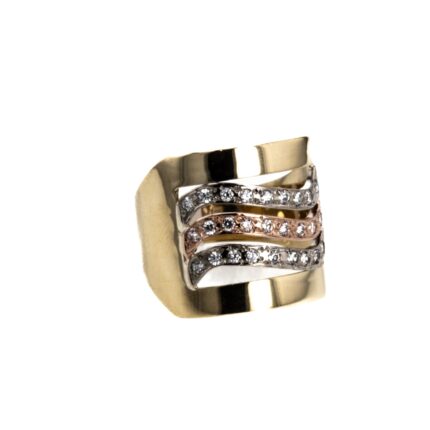 ANILLO 3 COLORES CON ZIRCONES 18K
