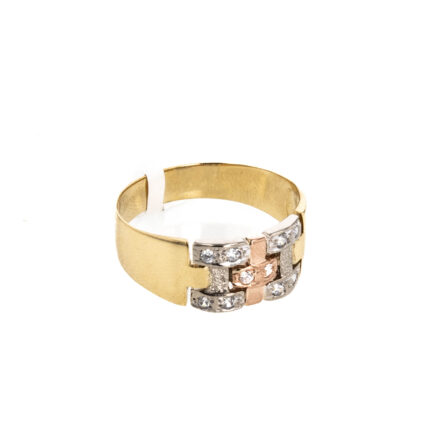 ANILLO 3 COLORES CON ZIRCONES 18K