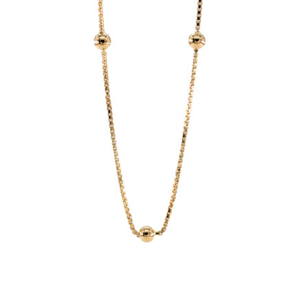 CADENA CAJA CON BOLITAS 18K