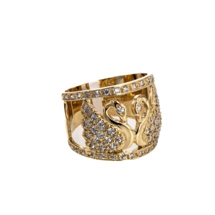 ANILLO CISNE CON ZIRCONES 18K