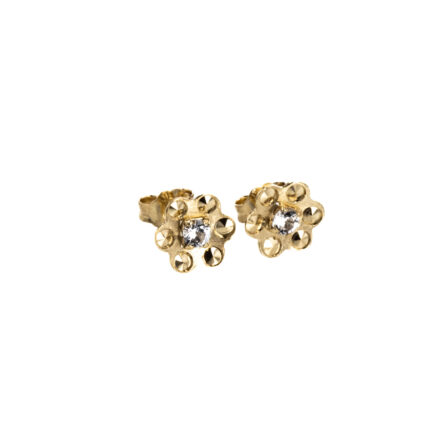 ARETES TOPOS FLOR CON ZIRCON 18K