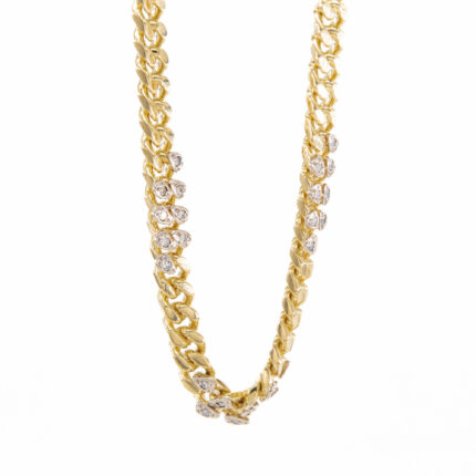 CADENA CUBANA CON ZIRCONES 18K